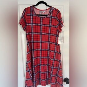 Red and Purple Plaid Dress with pockets